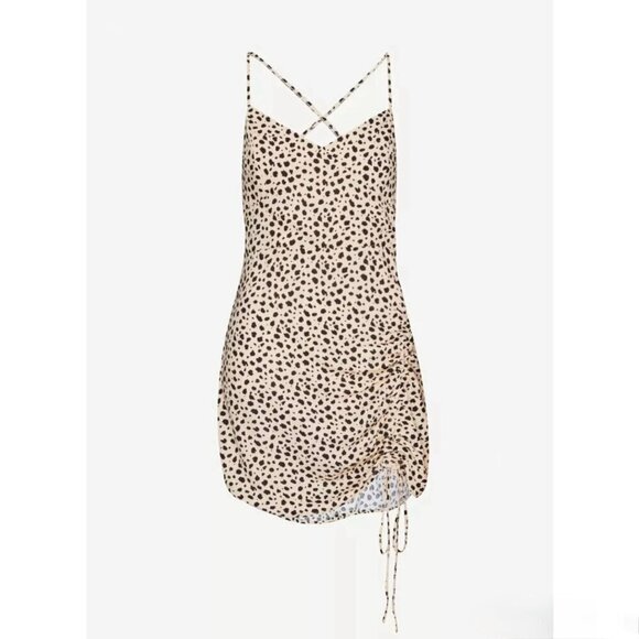 Lottie Miss x Pacsun Leopard Print Crepe Ruched Tie Mini Dress Party Clubwear XS - Picture 12 of 12